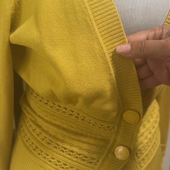 Catherine Malandrino dark yellow Cardigan Sweater Lg - Picture 3 of 12